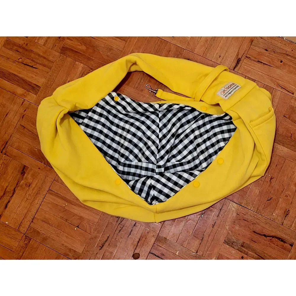 Artisome pet carrier yellow small dogs cats personal soft with snap for travel
